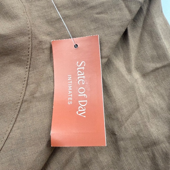 State of Day Linen Blend Sleeveless Pajamas Set Natural Umber Brown L - Picture 10 of 11